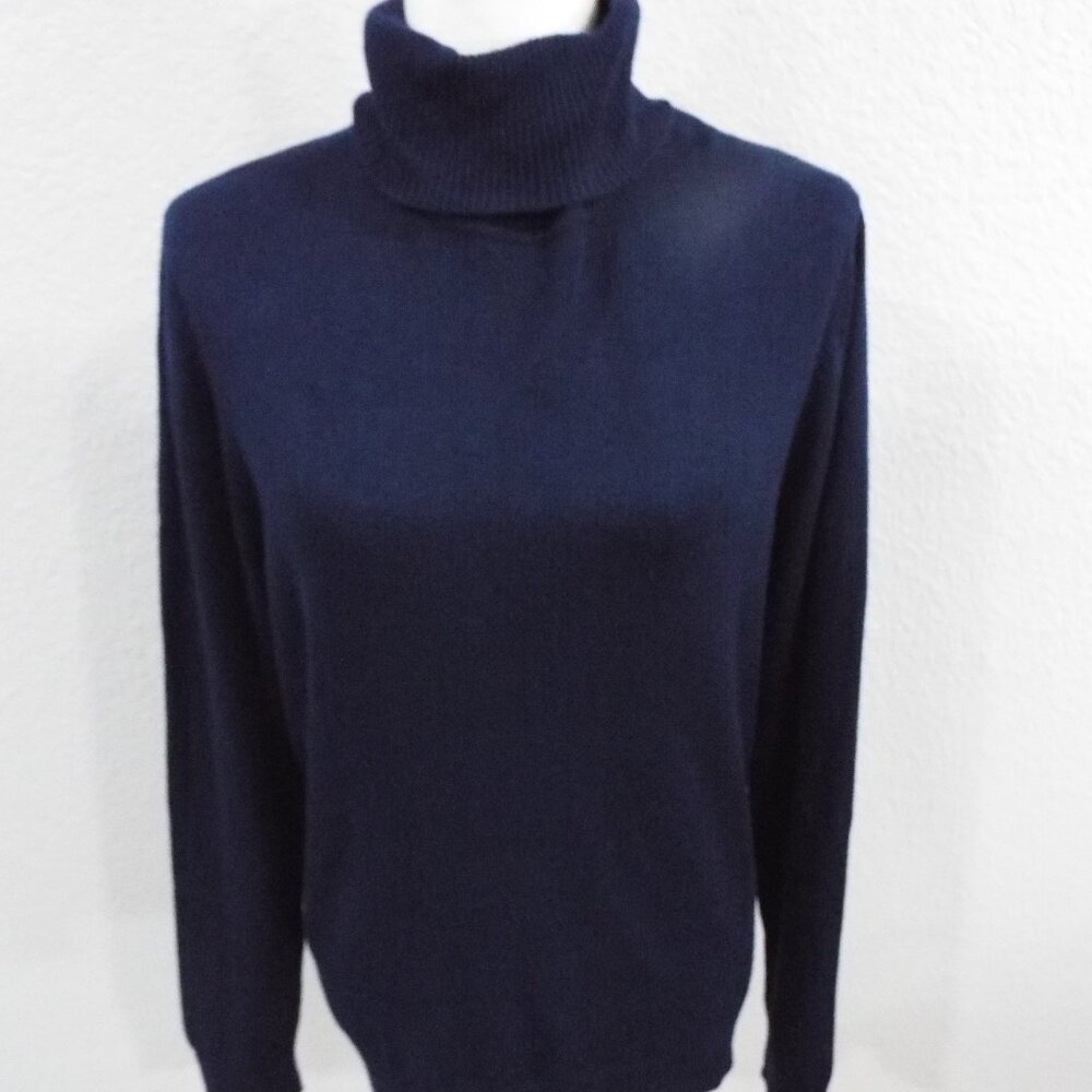 Joseph A. Women's Vintage Navy Long Sleeve Rayon Blend Turtleneck Size Large